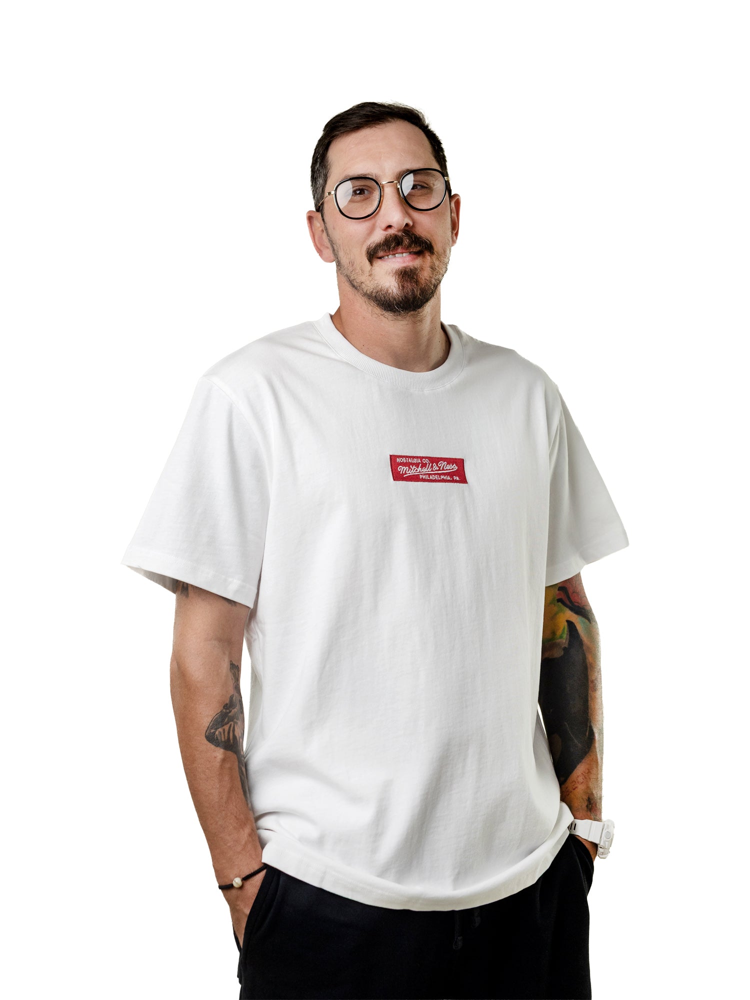 Mitchell & Ness Box Logo Tee White