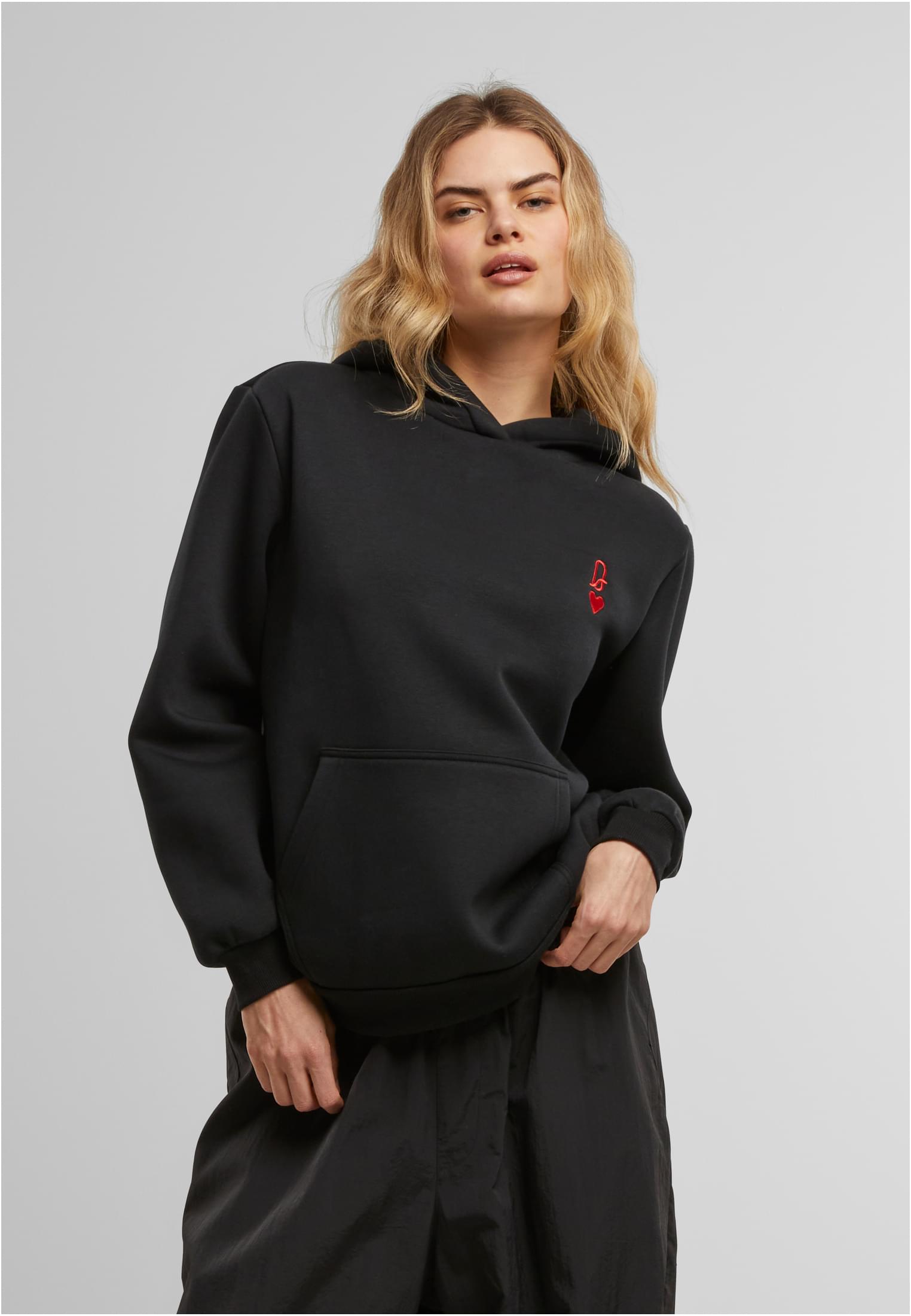 Miss Tee Ladies Queen Card Hoodie - Black