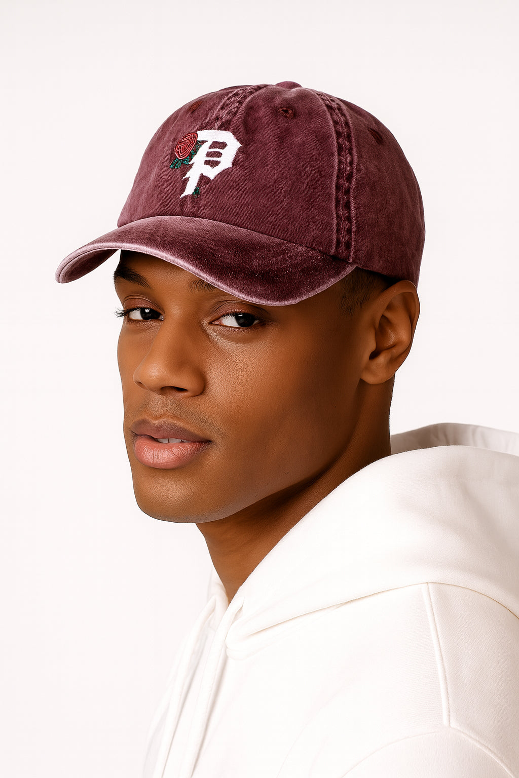 Primitive Rosey Over Dyed Strapback Cap – Burgundy