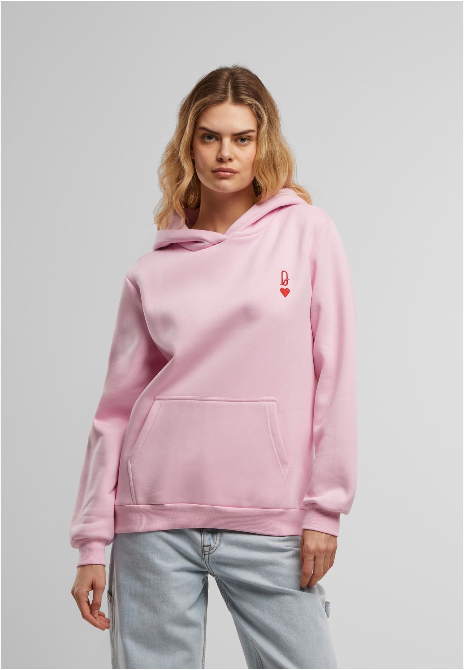 Miss Tee Ladies Queen Card Hoodie - Soft Pink