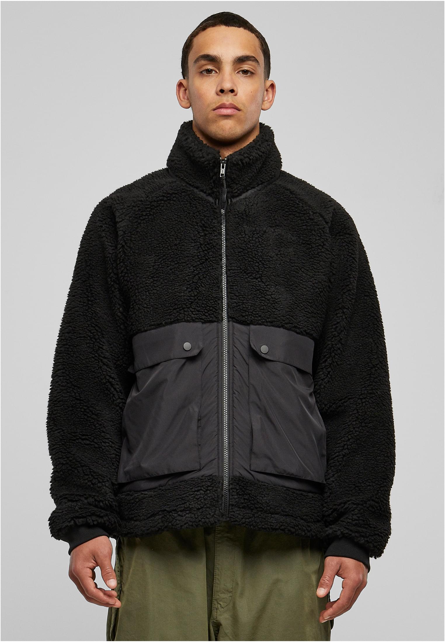 Urban Classics Short Raglan Sherpa Jacket - Black