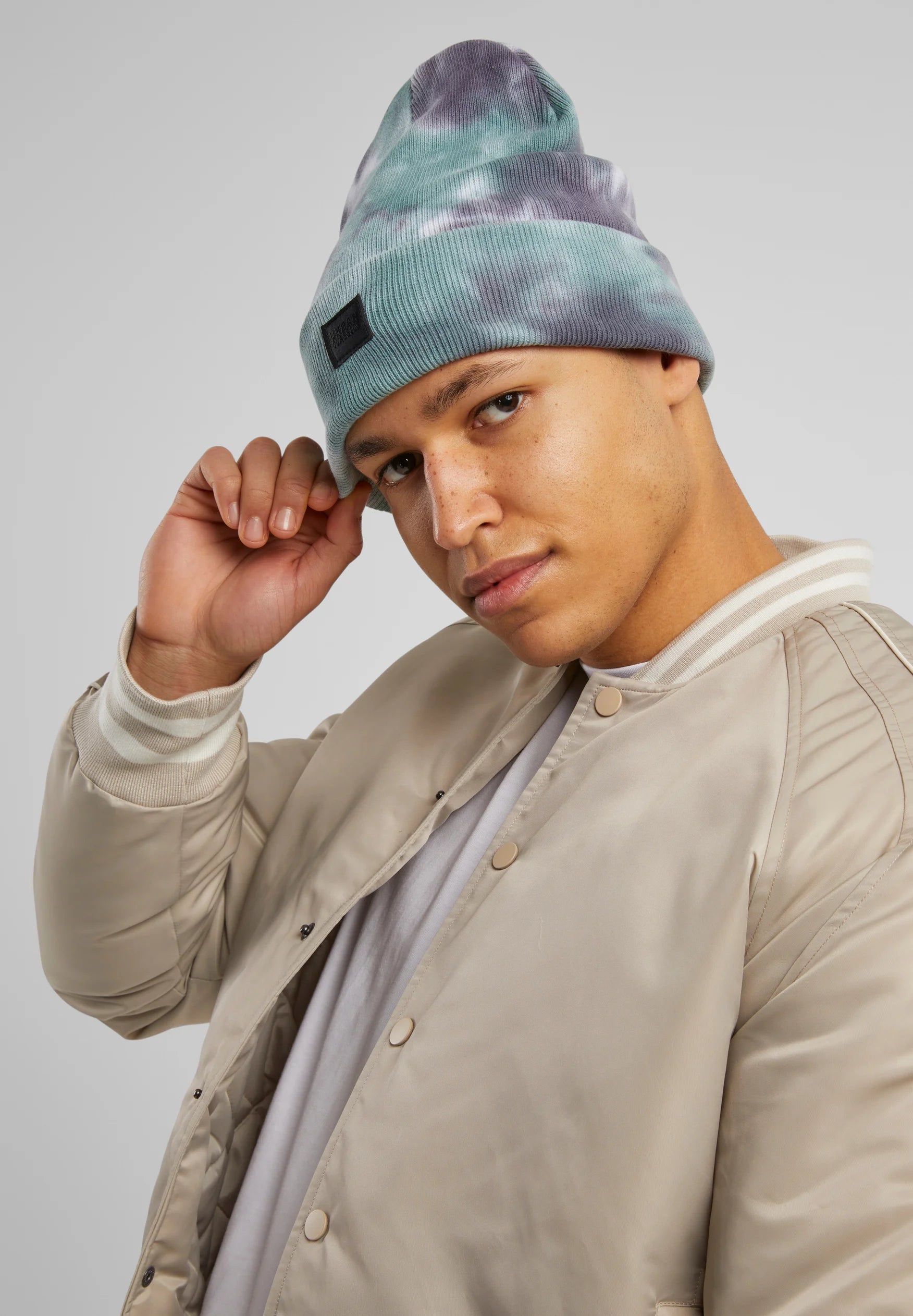 Urban Classics Tie Dye Beanie - Grey/Teal